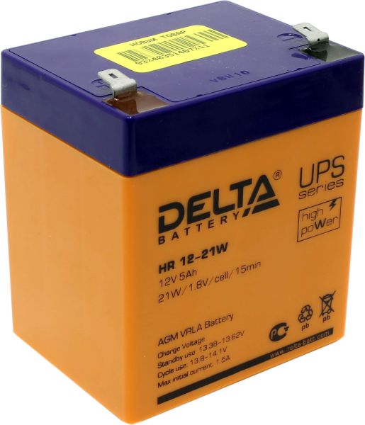 Аккумулятор для ИБП Delta Battery HR 12-21W 5А/ч-12Vст EN1 - прямая 90x70x107