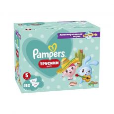 Подгузники-трусики Pampers Малышарики Вокруг Света 5 152 размер 5, 12 - 17 кг, 152 шт.